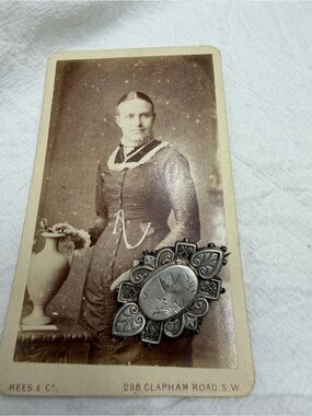 Antique Victorian White Silver Brooch